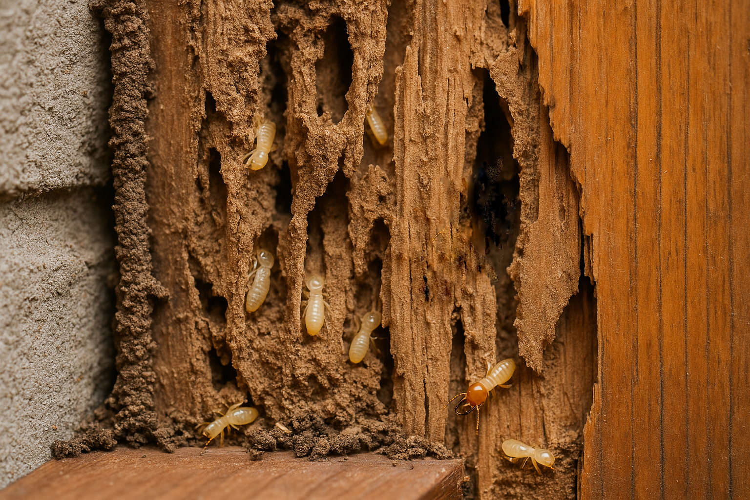 kołatek niszczący drewno kołatek domowy wylatujący z otworu w drewnianej desce pod powiększeniem